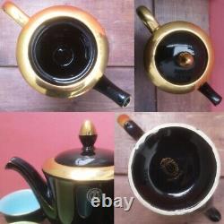 Stavangerflint Norway Vintage Coffee Pot Set Espresso Cups Demitasse Black Gold