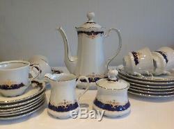 Stunning Mitterteich Bavaria Vintage Coffee Set. Full Set With Serving Plate. Blue