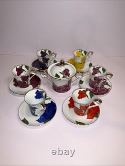 Stunning Vintage LG Porcelaine Dec a la Main Espresso, Coffee Set Nice
