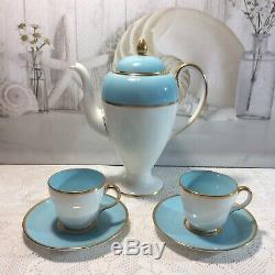 Stunning vintage Wedgwood coffee set, rare pattern W4175 turquoise 13 pcs(+2A/F)