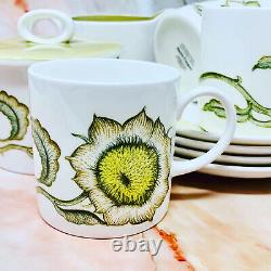Susie Cooper Wedgwood Sunflower Coffee / Tea Set C2002 Made in England Bone