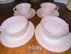 Swirl Pink Cup and Saucer Fire King by Anchor Hocking Vintage Tea Coffee 1950's