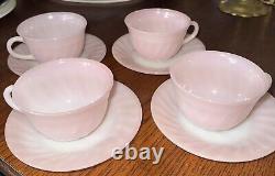 Swirl Pink Cup and Saucer Fire King by Anchor Hocking Vintage Tea Coffee 1950's