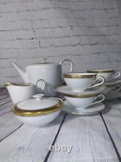 Tea Set Tea or coffee Pot Hutschenreuther Tea cups Encrusted Platinum n Gold VTG