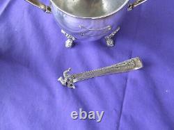 Teapot, Coffee Pot Set Creamer Sugar Pot Tongs Rodd Silver Plated PEWTER Vintage