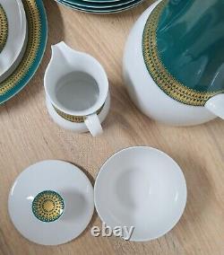 Thomas By Rosenthal Rotunda Green Gold Coffee Tea Service 21pcs Porcelain Vintage