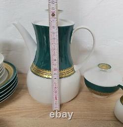 Thomas By Rosenthal Rotunda Green Gold Coffee Tea Service 21pcs Porcelain Vintage