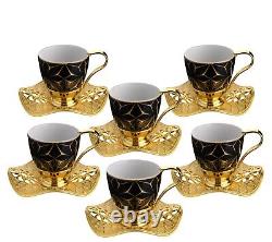 Turkish Coffee Set, Rhinestone Coated Turkish Coffee Cups Vintage Style Handmade