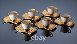 Turkish Coffee Set, Rhinestone Coated Turkish Coffee Cups Vintage Style Handmade
