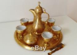 Turkish Ottoman Orient Islamic Vintage Mocca Dallah Brass Coffee Set