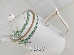 Tuscan Ribbon Bow Vintage China Coffee Set Green Art Deco Demitasse Cups 17-Pc