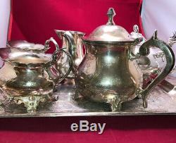 Unknown Vintage EPNS silver plated HEAVY 6pc Tea and Coffee set and serving tray