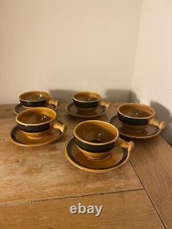 VALDEMORA SAN CLAUDIO Set 5 Vintage Expresso Coffee Cups / Saucers Spain