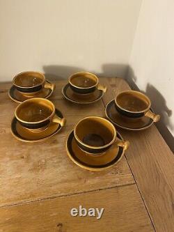 VALDEMORA SAN CLAUDIO Set 5 Vintage Expresso Coffee Cups / Saucers Spain