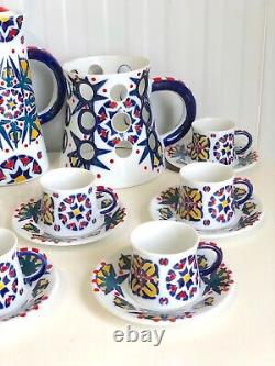 VINTAGE 1970's SARGADELOS SPAIN HAND PAINTED TOXO TOTEM COFFEE SET FOR 12 V. RARE