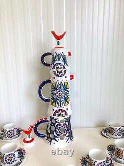 VINTAGE 1970's SARGADELOS SPAIN HAND PAINTED TOXO TOTEM COFFEE SET FOR 12 V. RARE