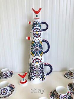 VINTAGE 1970's SARGADELOS SPAIN HAND PAINTED TOXO TOTEM COFFEE SET FOR 12 V. RARE