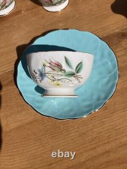 VINTAGE AYNSLEY BONE CHINA Coffee Set, Cups, Saucers, Milg Jug And Sugar Bowl