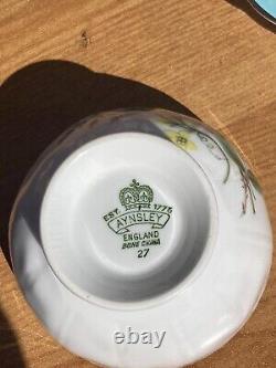 VINTAGE AYNSLEY BONE CHINA Coffee Set, Cups, Saucers, Milg Jug And Sugar Bowl