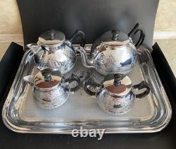 VINTAGE Coffee/Tea Set Of TRAY & 4 Pc Tea/coffee/Milk Pots, Sugar Bowl USSR Set#3