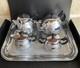 Vintage Coffee/tea Set Of Tray & 4 Pc Tea/coffee/milk Pots, Sugar Bowl Ussr Set#3