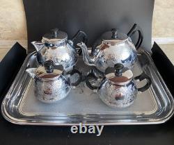 VINTAGE Coffee/Tea Set Of TRAY & 4 Pc Tea/coffee/Milk Pots, Sugar Bowl USSR Set#3