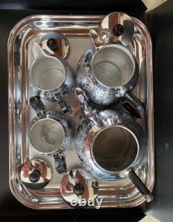 VINTAGE Coffee/Tea Set Of TRAY & 4 Pc Tea/coffee/Milk Pots, Sugar Bowl USSR Set#3
