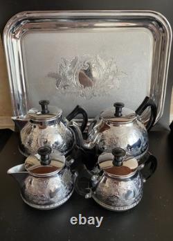 VINTAGE Coffee/Tea Set Of TRAY & 4 Pc Tea/coffee/Milk Pots, Sugar Bowl USSR Set#3