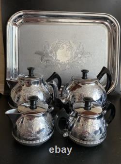 VINTAGE Coffee/Tea Set Of TRAY & 4 Pc Tea/coffee/Milk Pots, Sugar Bowl USSR Set#3