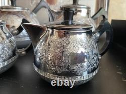 VINTAGE Coffee/Tea Set Of TRAY & 4 Pc Tea/coffee/Milk Pots, Sugar Bowl USSR Set#3