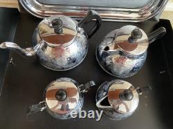 VINTAGE Coffee/Tea Set Of TRAY & 4 Pc Tea/coffee/Milk Pots, Sugar Bowl USSR Set#3