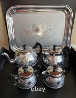 VINTAGE Coffee/Tea Set Of TRAY & 4 Pc Tea/coffee/Milk Pots, Sugar Bowl USSR Set#3
