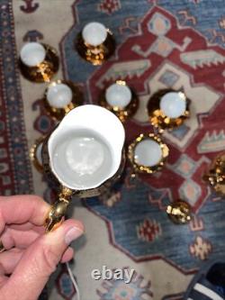 VINTAGE EPIAG CHINA GOLD LUSTRE COFFEE SET X6 Czechoslovakia Jug, Sugar Bowl