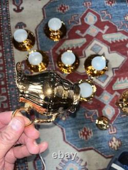 VINTAGE EPIAG CHINA GOLD LUSTRE COFFEE SET X6 Czechoslovakia Jug, Sugar Bowl