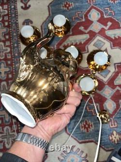 VINTAGE EPIAG CHINA GOLD LUSTRE COFFEE SET X6 Czechoslovakia Jug, Sugar Bowl