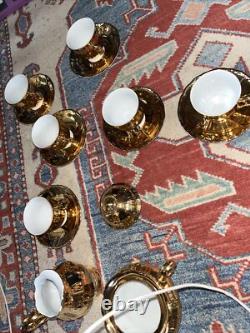 VINTAGE EPIAG CHINA GOLD LUSTRE COFFEE SET X6 Czechoslovakia Jug, Sugar Bowl