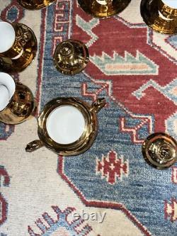 VINTAGE EPIAG CHINA GOLD LUSTRE COFFEE SET X6 Czechoslovakia Jug, Sugar Bowl