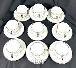 VINTAGE HEINRICH BAVARIA Platinum Arc Tea Cup Saucer Set Coffee 20 Pc Selb RARE