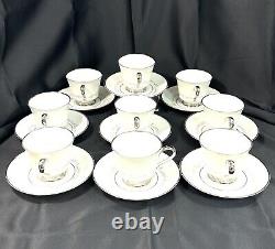 VINTAGE HEINRICH BAVARIA Platinum Arc Tea Cup Saucer Set Coffee 20 Pc Selb RARE