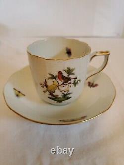 VINTAGE Herend Rothchild Bird Demitasse Cup and Saucer Set of 5 Hungary All #708
