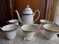 VINTAGE MINTON ENGLAND BONE CHINA CONSORT SET-COFFEE TEA POT and 6 FOOTED CUPS