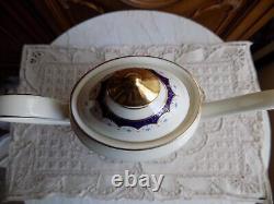 VINTAGE MINTON ENGLAND BONE CHINA CONSORT SET-COFFEE TEA POT and 6 FOOTED CUPS