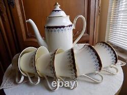 VINTAGE MINTON ENGLAND BONE CHINA CONSORT SET-COFFEE TEA POT and 6 FOOTED CUPS
