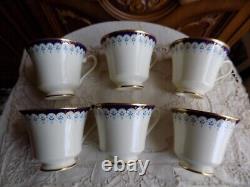 VINTAGE MINTON ENGLAND BONE CHINA CONSORT SET-COFFEE TEA POT and 6 FOOTED CUPS