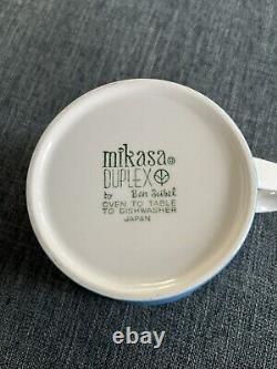 VINTAGE MId-century MIKASA DUPLEX BEN SEIBEL COFFEE CUP & SAUCERS Set/6 EUC