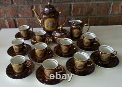 VINTAGE M Z CZECHOSLOVAKIA COFFEE SET. 10 CUP. RICHLY DECORATED with GOLD