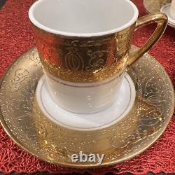 VINTAGE ROYAL CROWN IMPERIAL 15 Pc Tea Coffee Set 22k gold 11/924