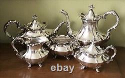 VINTAGE Reed & Barton Silverplate VICTORIAN 5 PC Silver Plate Tea Coffee Set