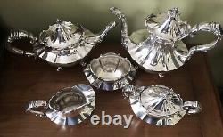 VINTAGE Reed & Barton Silverplate VICTORIAN 5 PC Silver Plate Tea Coffee Set