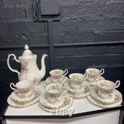 VINTAGE Royal Albert Coffee Set Bone China MOSS ROSE Pattern 19 PIECE B69